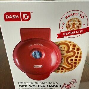 Dash Red Gingerbread Man Mini Waffle Maker